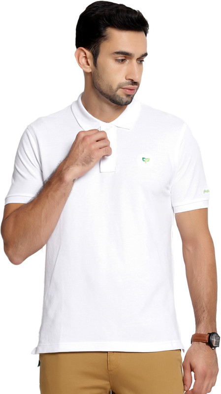 peeppal Solid Men Polo Neck White T-Shirt