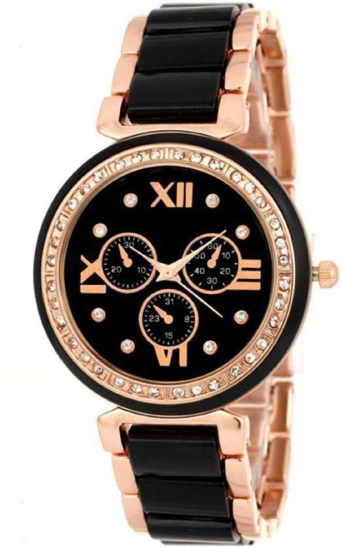 stinky hub Black AND ROSE GOLD BELT DIAMOND WATCH FOR WOMAN UNIQUE WATCH FOR DIWALI_FESTIVAL_PARTY_PROFESSIONAL WATCH FOR _Girl Analog Watch  - For Girls