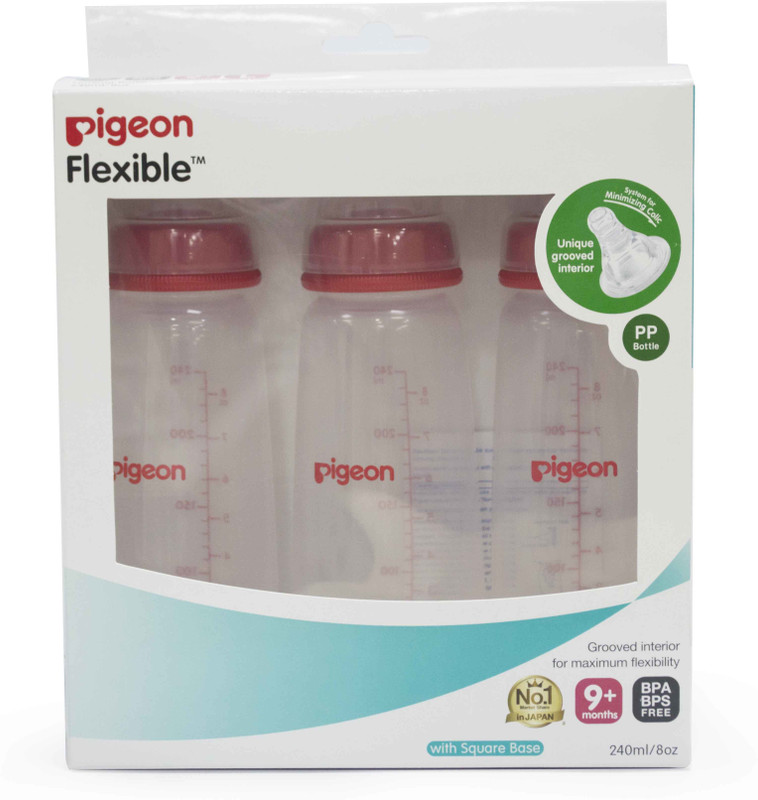 Pigeon NURSING BOTTLE KPP NIPPLE L COMBO (PACK OF 3) - 240 ml(Transparent)