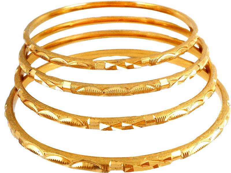 manohar Brass Gold-plated Bangle Set(Pack of 4)