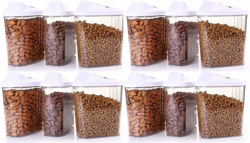 beezy y flow container set of 12 piece (1100ml)  - 1000 ml Plastic Grocery Container(Pack of 12, White)