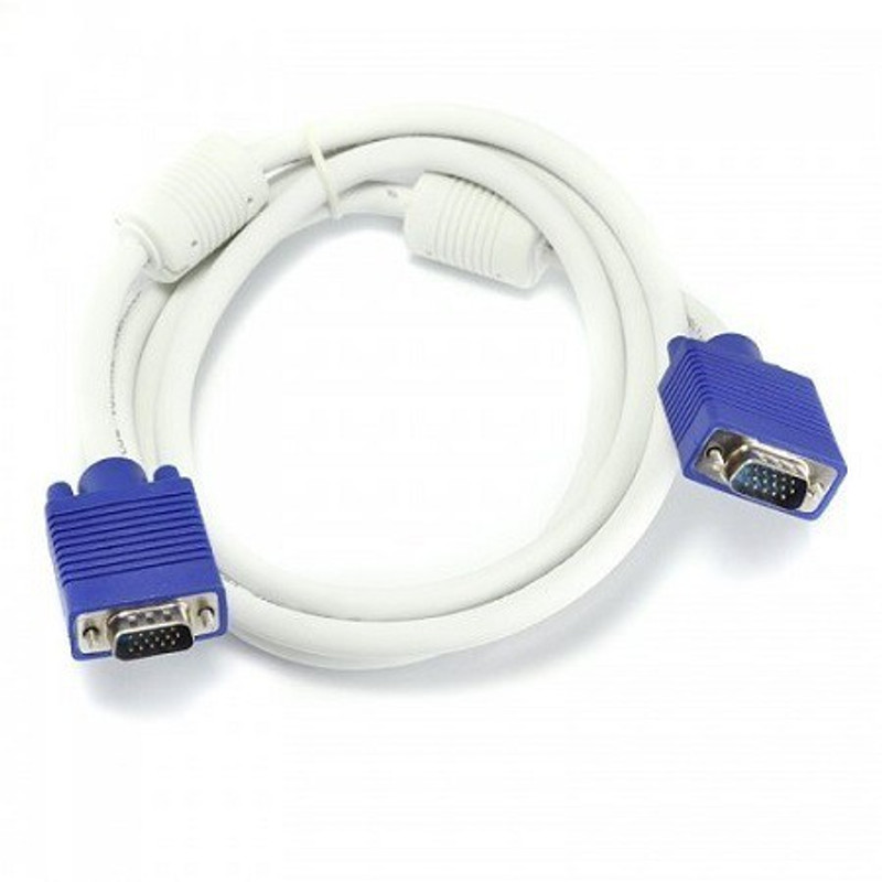 swaggers Male to Male 15 Pin VGA Cable Lead, 5 Meter (White) 5 m VGA Cable(Compatible with laptop/ computer, White, One Cable)
