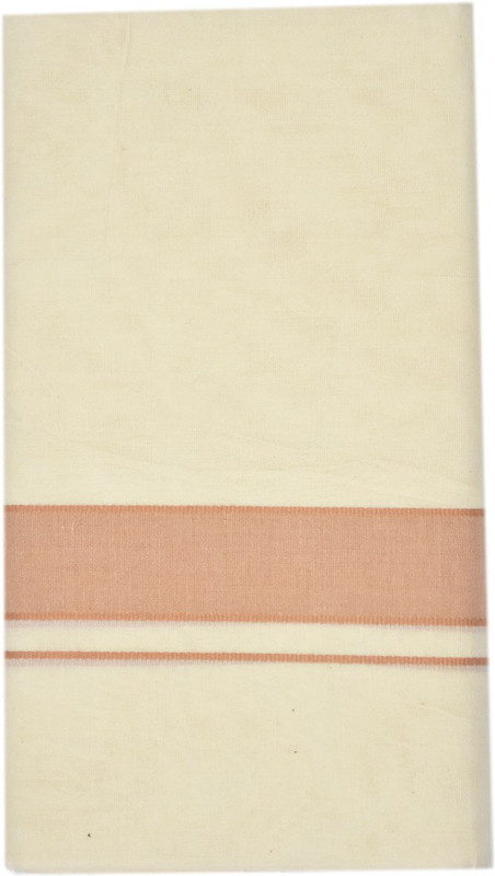 vaishnavi fashion ure Balaramapuram Cotton Beige Mundu/Dhoti With Peach Border. Woven Men Dhoti