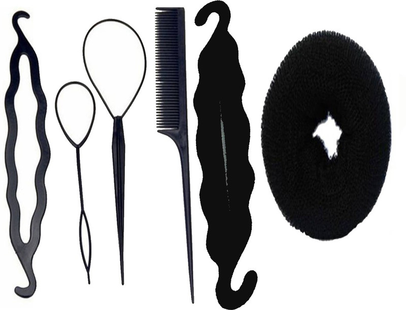 shinevo juda maker + bun maker+donut braid maker Bun, Braid Extension, Hair Clip, Head Band, Hair Band, hair combo(Black)