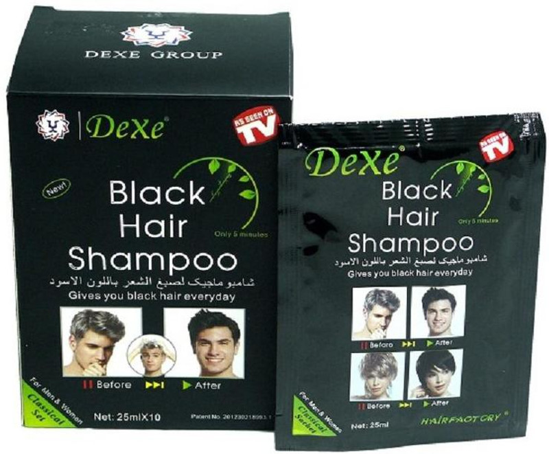 dexe Instant 5 Minute Black Hair Color Ammonia Free Shampoo Hair Color(black)