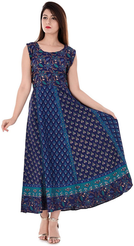 fashiongrape Women A-line Dark Blue Dress