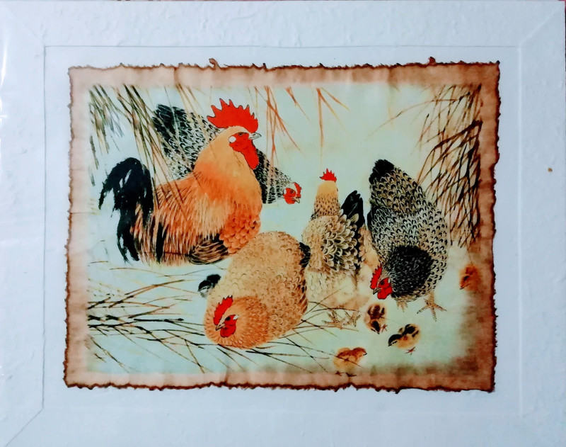 rickwick COFFEE PAINTING HEN Natural Colors 16 inch x 20 inch Painting