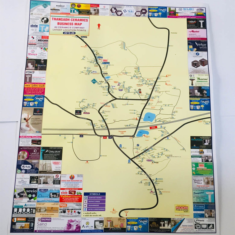 Ceramic Business Map (Thangadh City) Paper Print(40 inch X 30 inch)