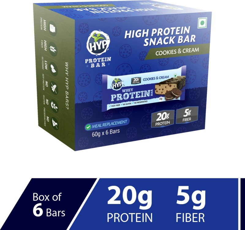 HYP HYP Cookies and Cream - (Box of 6 Bars)Protein Bars Protein Bars(60 g, Cookies and Cream)
