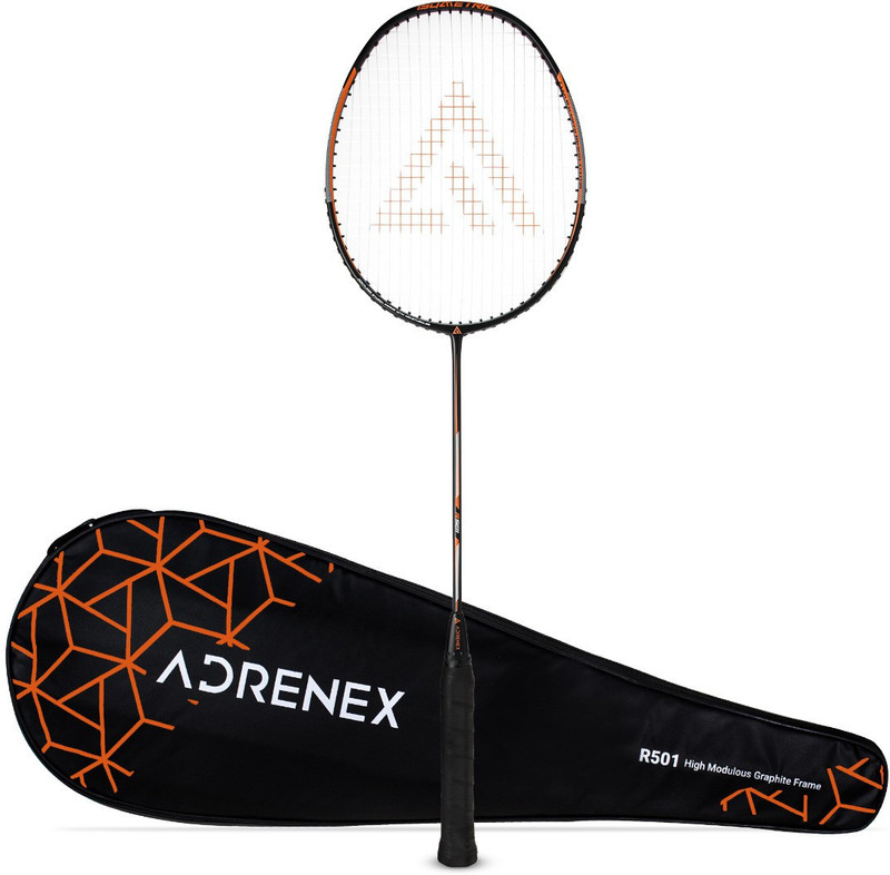 Adrenex by Flipkart R501 Full Graphite Badminton Racquet Black, Orange Strung(Pack of: 1, 90)