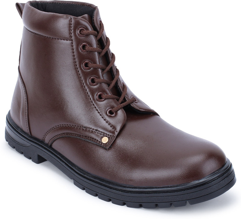 coralhawk Coralhawk Men’s Export Quality Safety shoes High Ankle Oil Stain & Water Resistant Extra Cushion Innersole Light Weight Trekking Shoes Biker boots UK 9 Boots For Men(Brown)