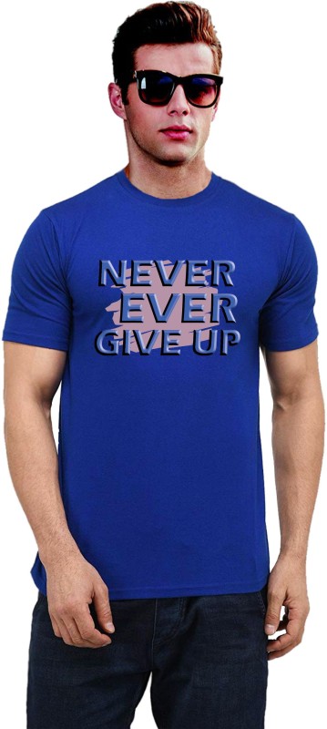 Ritzees Printed Men Round Neck Blue T-Shirt