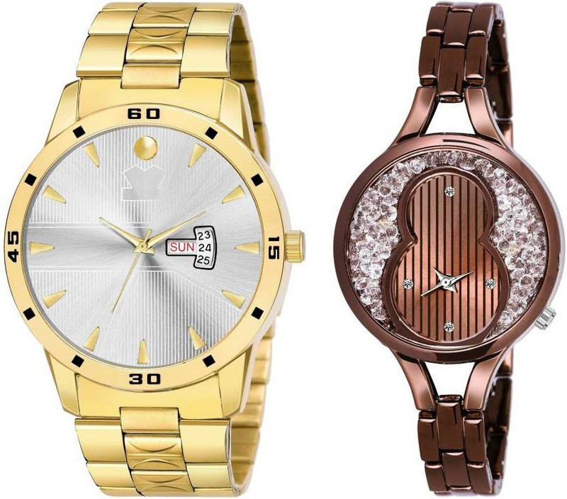 iik goldnD&date new metal women brown watch 721 Analog Watch - For Men & Women 6565 Analog Watch  - For Couple
