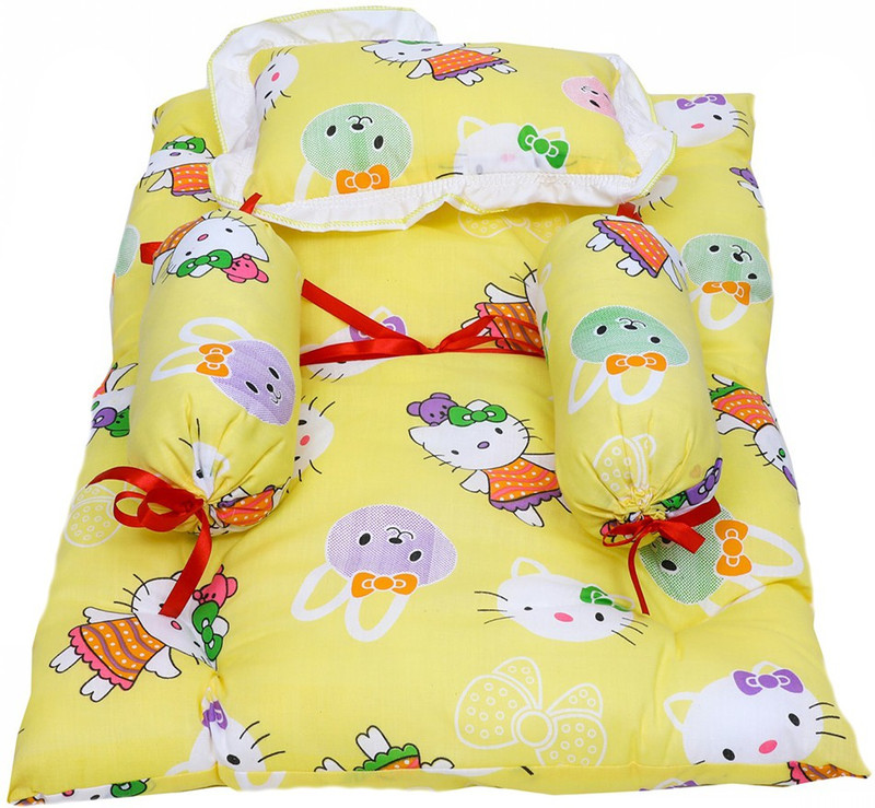 Miss & Chief by Flipkart Polycotton Baby Bed Sized Bedding Set(Yellow, 1 Baby Bed, 2 Bolster Pillow, 1 Head Support Pillow)