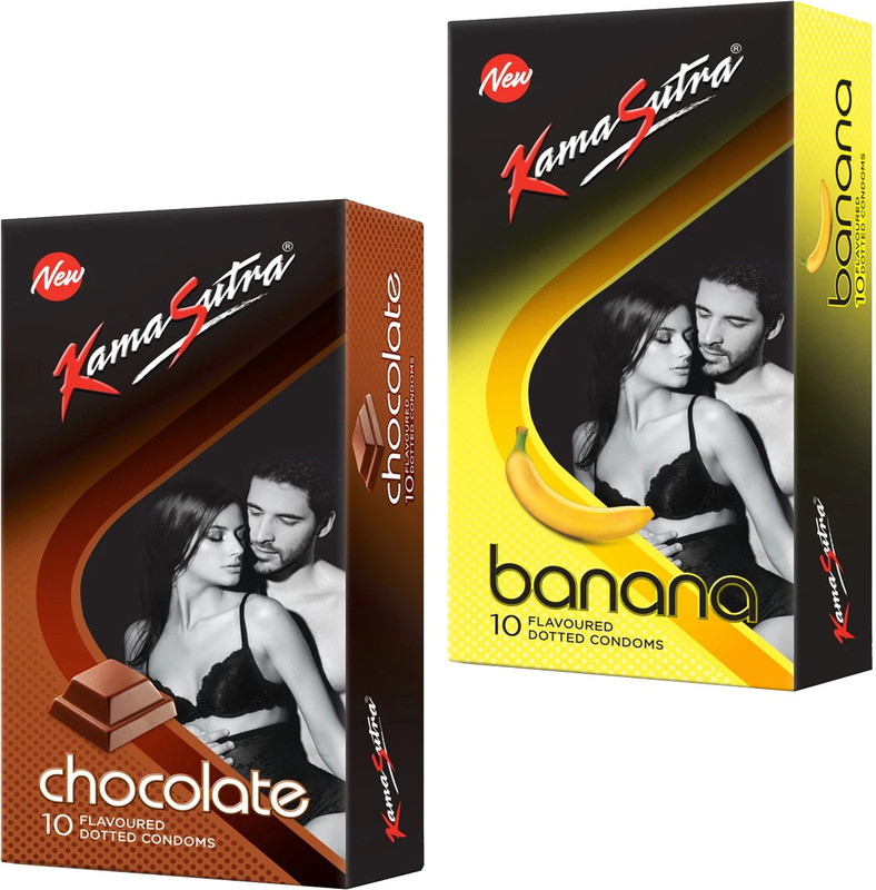 Kamasutra Banana & Chocolate Flavour Condom(Set of 2, 20 Sheets)