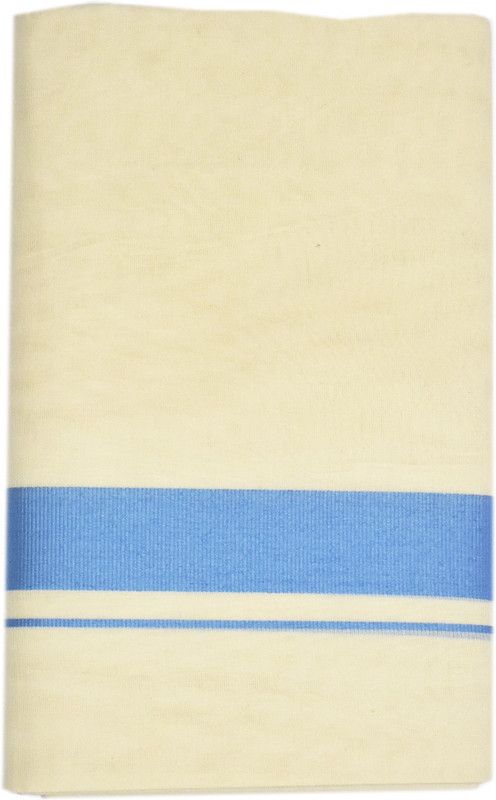 vaishnavi fashion Pure Balaramapuram Beige/Kodi Mundu/Dhoti with Reynold Blue Border. Woven Men Dhoti