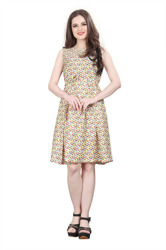 savani fashion Women Fit and Flare Beige Dress