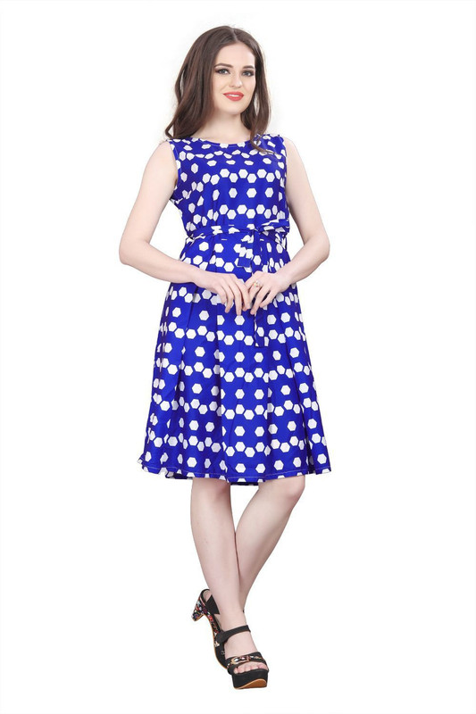 savani fashion Women Fit and Flare Blue Dress