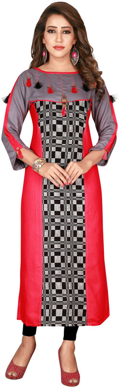 creative creation Casual Solid Women Kurti(Pink, Grey)