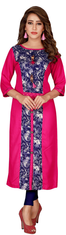 creative creation Casual Solid Women Kurti(Pink)