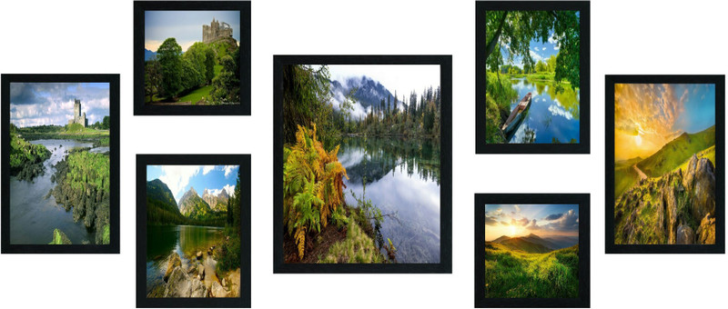 photoframe Wood, Glass Photo Frame(Black, 7 Photos)