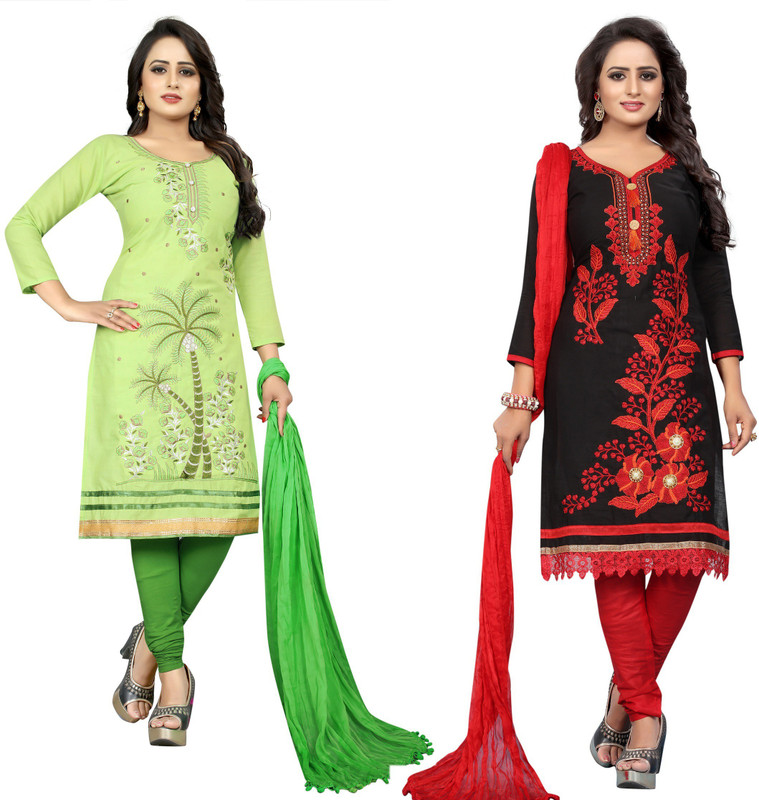 vetrokart Cotton Blend Embroidered Salwar Suit Material(Unstitched)