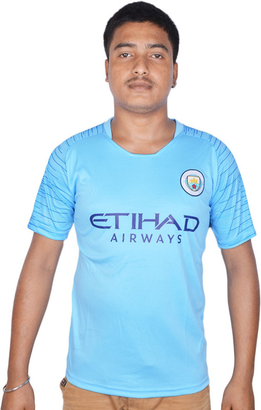 sportzdeal Printed Men Round Neck Light Blue T-Shirt