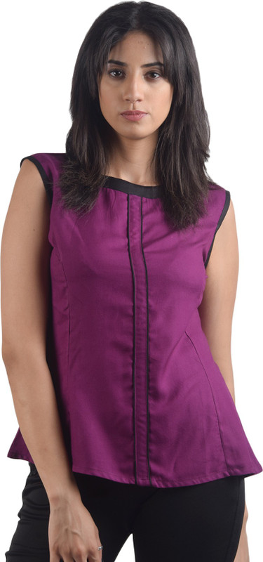 sinem Casual Sleeveless, No Sleeve, Short Sleeve Solid Women Purple Top