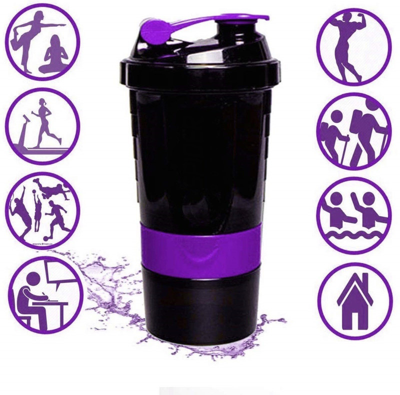 vedus gym shaker with pill box and 1 extra conatiner 500 ml Shaker(Pack of 1, Multicolor)