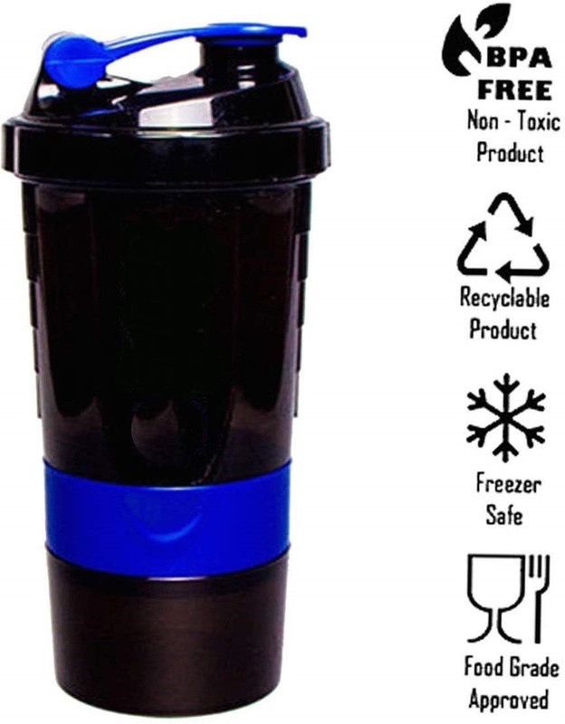 vedus gym shaker with pill box and 1 extra container 500 ml Shaker(Pack of 1, Multicolor)