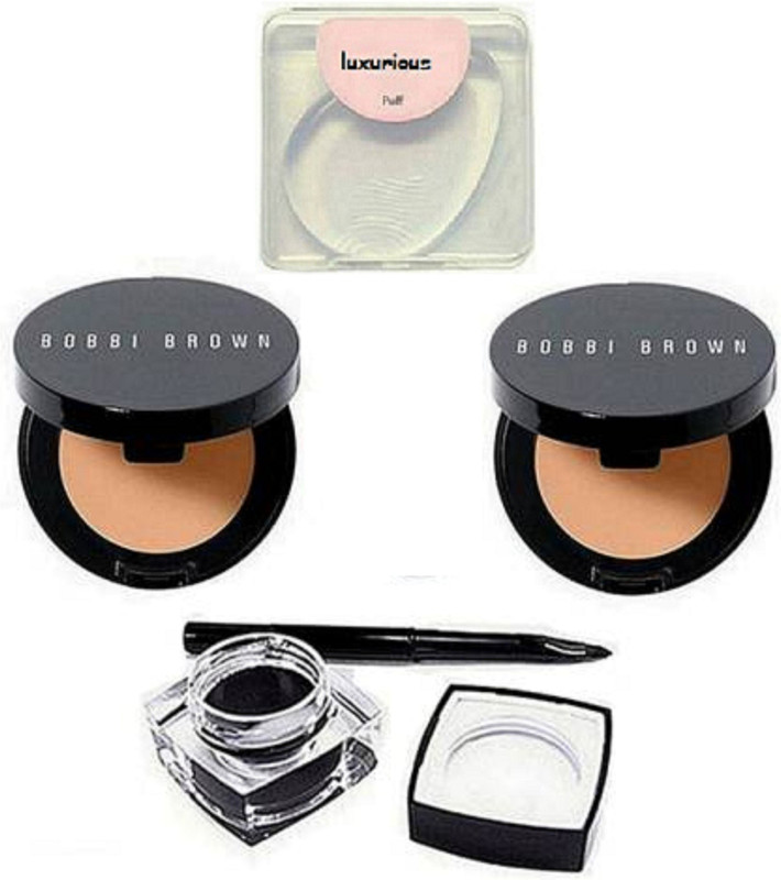 luxurious silicon puff & Fluidline Eye Liner Gel,bobbi brown concealer(4 Items in the set)