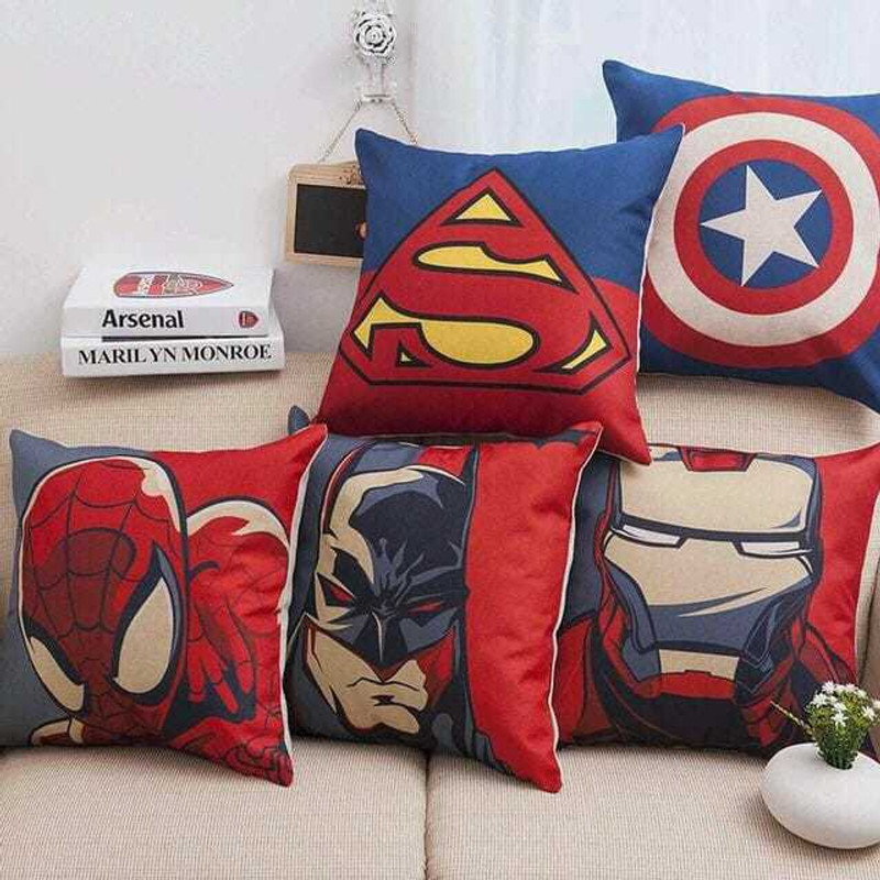 unicraft corporation Cartoon Cushions Cover(Pack of 5, 40 cm*40 cm, Red, Black)