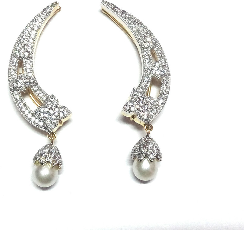 kanojia collections BAN1 Diamond, Pearl Alloy Cuff Earring, Stud Earring