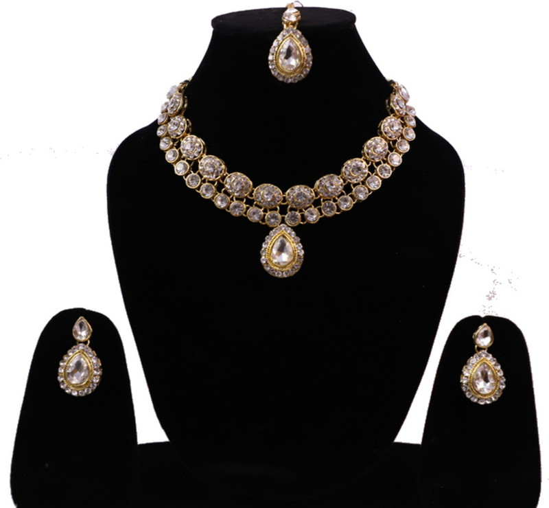 econkart Brass Jewel Set(White)