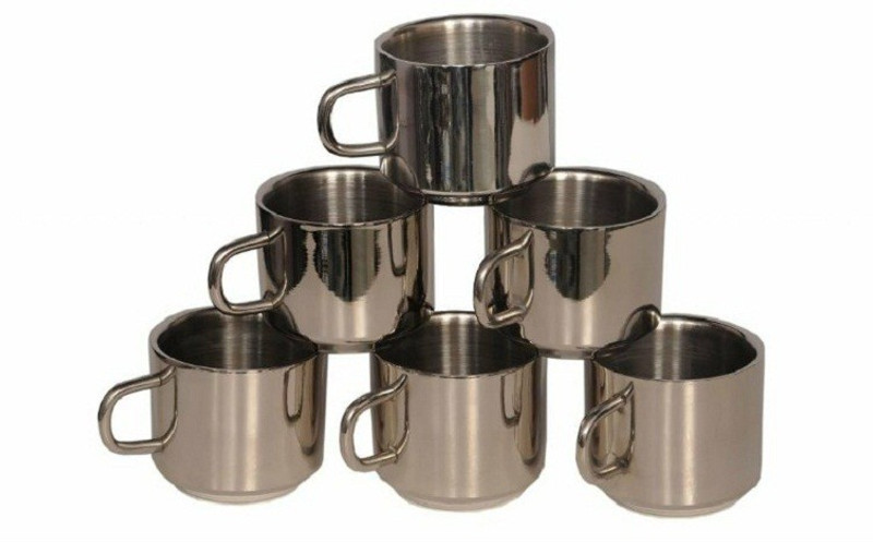 abhyaasa Set of 6 Double Walled Heavy Gauge Steel Coffee, Tea,OR Milk Capacity 100ML Stainless Steel Mug(100 ml, Pack of 6)