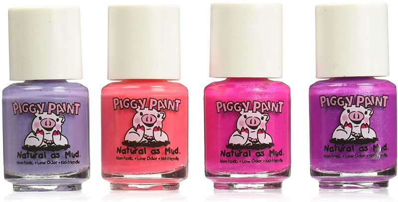 piggy paint Nail Polish - 4 Bottle Box - Non-toxic purple, pink
