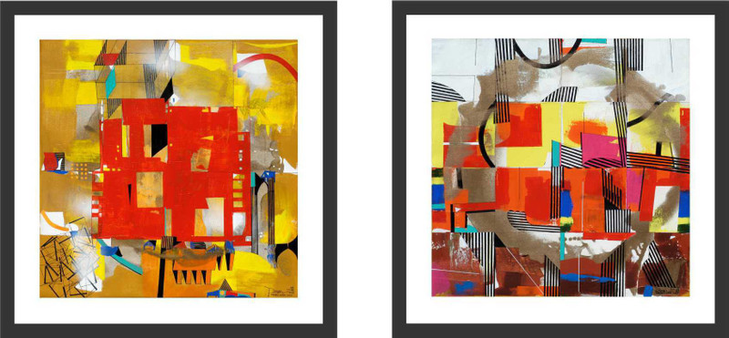 creatif studio Creatif Studio Canvas Wall Paintings for Living Room, Bedroom, Office, Hotels, Drawing Room - Set of 2 (Wooden Frames, Multicolor, 37cm X 37cm) Digital Reprint 15.5 inch x 14.5 inch Painting