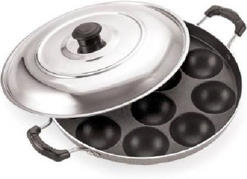 udaan Udaan 4 12 Cavity Appam Patra/Maker Hammer-Tone Coating Paniyarakkal Paniyarakkal with Lid(Aluminium, Non-stick)