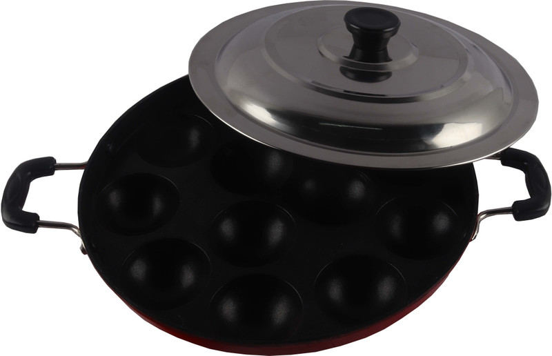 fornia ARIXY NON STICK APPAM PATRA 12 CAVITIES WITH LID Roasting Pan 20 cm diameter with Lid(Aluminium, Non-stick)