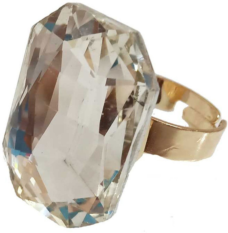 shoppersmall White Rectangle Big Stone Adjustable Ring for Parties Alloy Ring