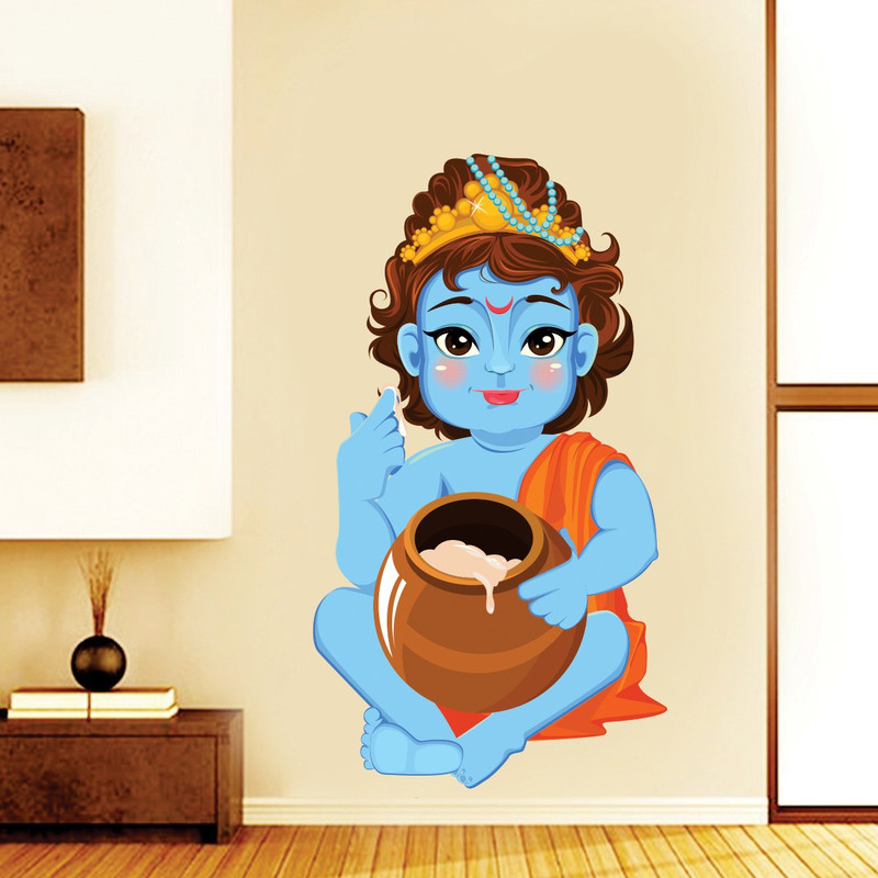 pixel print Large Wall Sticker Bal Krishan Kanhaiya  Sticker(Pack of 1)