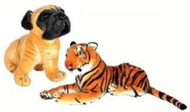 kuku Tiger And Hutch Dog Combo Soft Toy  - 32 cm(Multicolor)