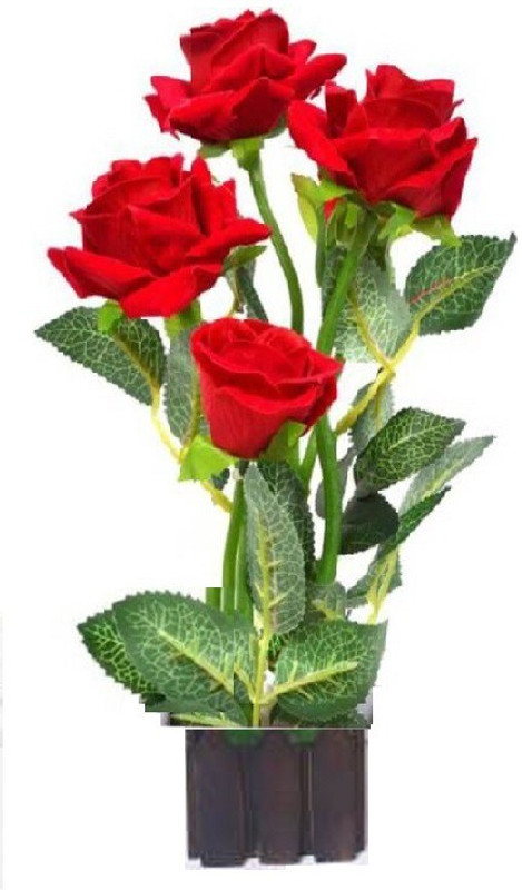 kaykon Artificial Rose Flowers Natural Looking Flower Plant With Pot -12 inch/30cm Red Rose Artificial Flower  with Pot(12 inch, Pack of 1)