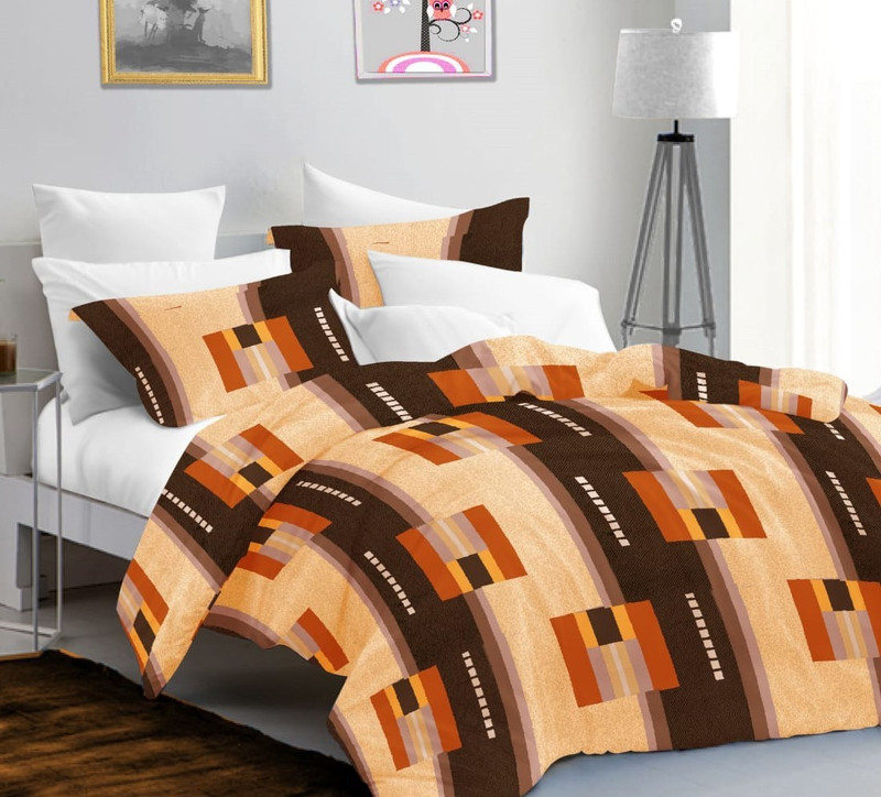 gulmohar 150 TC Cotton Double Abstract Bedsheet(Pack of 1, Yellow)