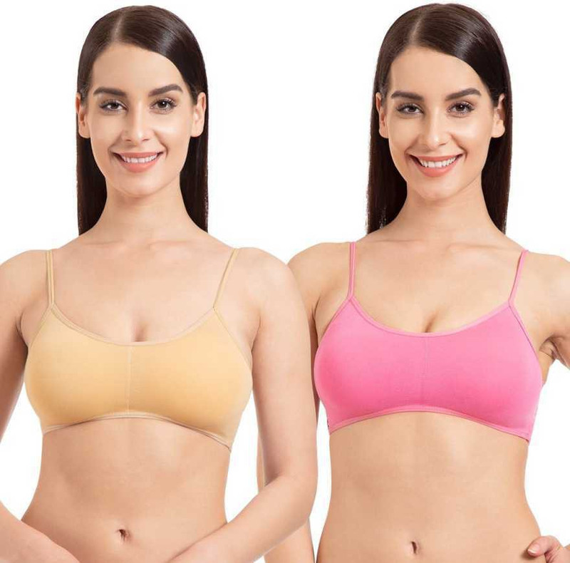 blossom beauty 6 strap bralette beige & baby pink (pack of 2) Girls, Women Full Coverage Lightly Padded Bra(Beige, Pink)