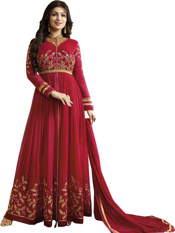 the fashion edge Faux Georgette Embroidered Salwar Suit Material(Unstitched)