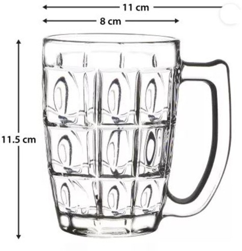shopguru india Florance Glass Beer Mug Glass(Glass, 380 ml, White, Pack of 1)