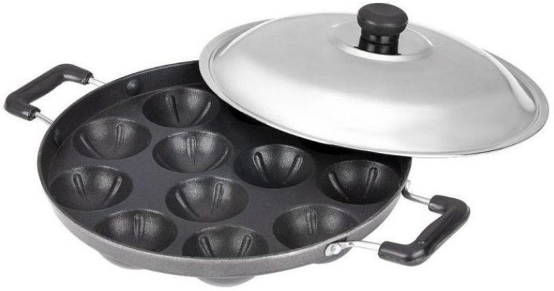 udaan P01 Non-Stick Aluminum Pot Appam patra 23 cm Paniyarakkal with Lid(Aluminium, Non-stick)