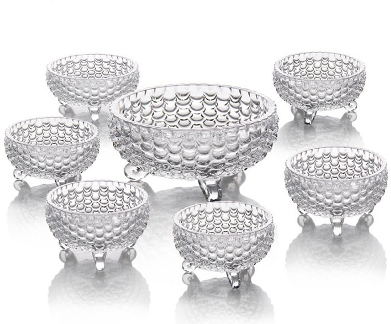 Fancy Craft Glass Dessert Bowl Decorative hot selling Pineapple Shaped crystal glass bowl set of 7(Pack of 7, Clear)