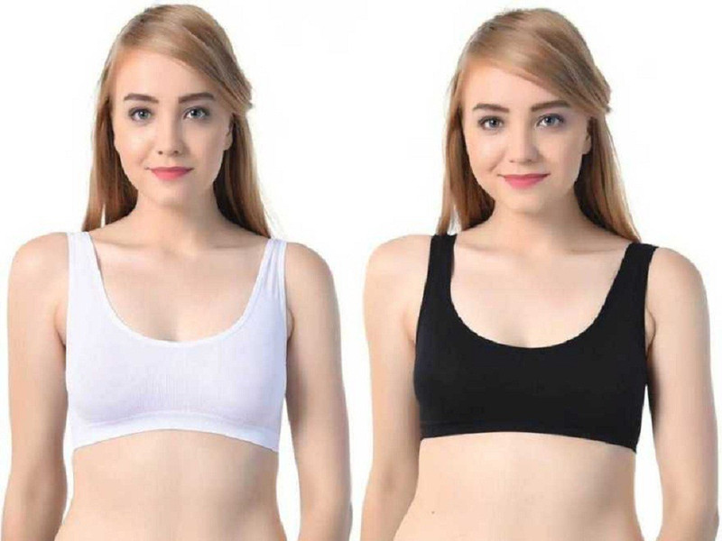 blossom beauty Air sports bra (free size, fits 28-34 best) Women, Girls Sports Non Padded Bra(Black, White)